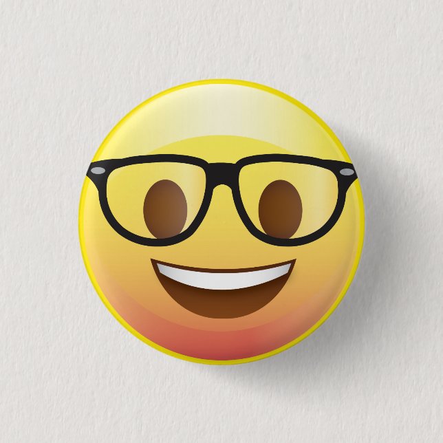 Happy Nerd Glasses Emoji Face Pin (Front)