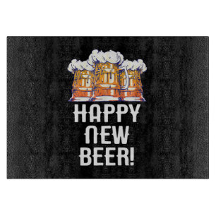 HAPPY NEW BEER! New Year's Eve Party Drinking Cutting Board