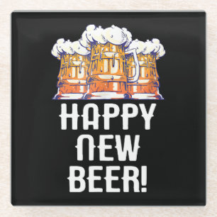 HAPPY NEW BEER! New Year's Eve Party Drinking Glass Coaster