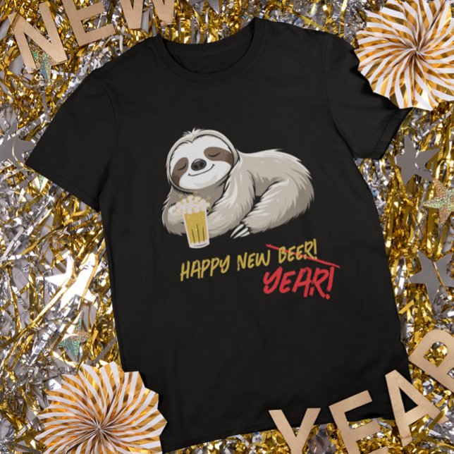 Happy New Beer/Year Funny Sloth T-Shirt (Creator Uploaded)
