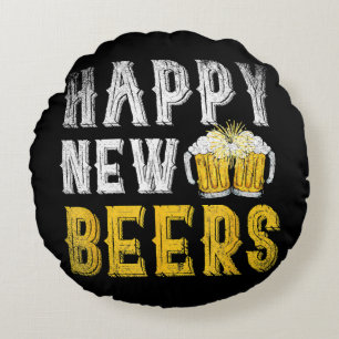 Happy New Beers Party Round Cushion