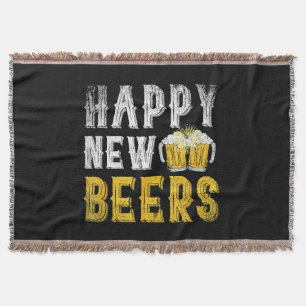 Happy New Beers Party Throw Blanket