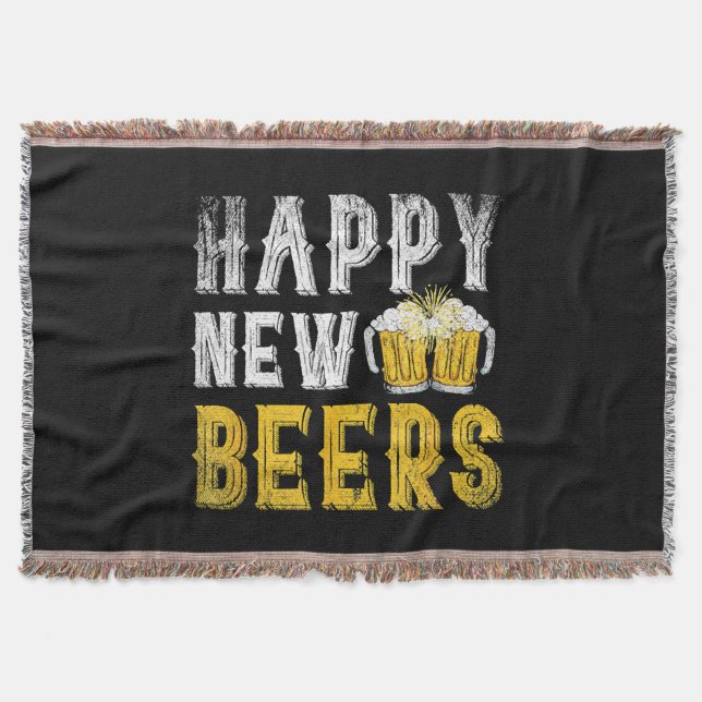 Happy New Beers Party Throw Blanket (Front)