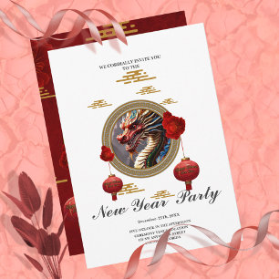 Happy  new chinese dragon year invitation