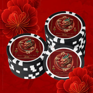 Happy new chinese dragon year poker chips