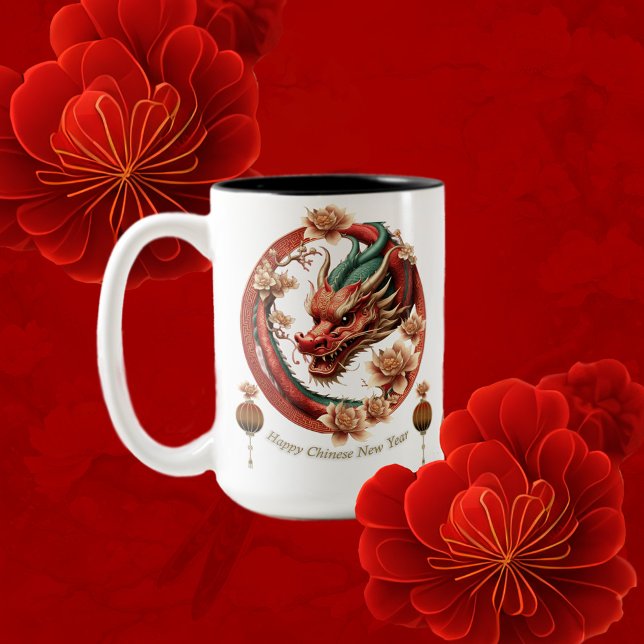 Happy new chinese dragon year Two-Tone coffee mug (New chinese year)