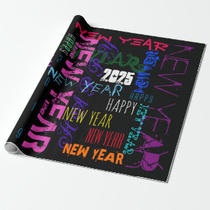 Happy New custom Year Pop Colours Wrapping Paper