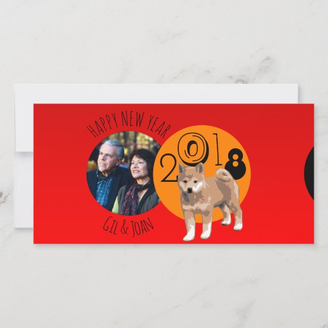 Happy New Dog Year 2018 frame Photo Card (Front)