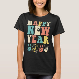 Happy New Hippie Year 2023 Peace Sign And Love Han T-Shirt