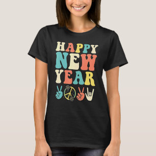 Happy New Hippie Year 2023 Peace Sign And Love Han T-Shirt