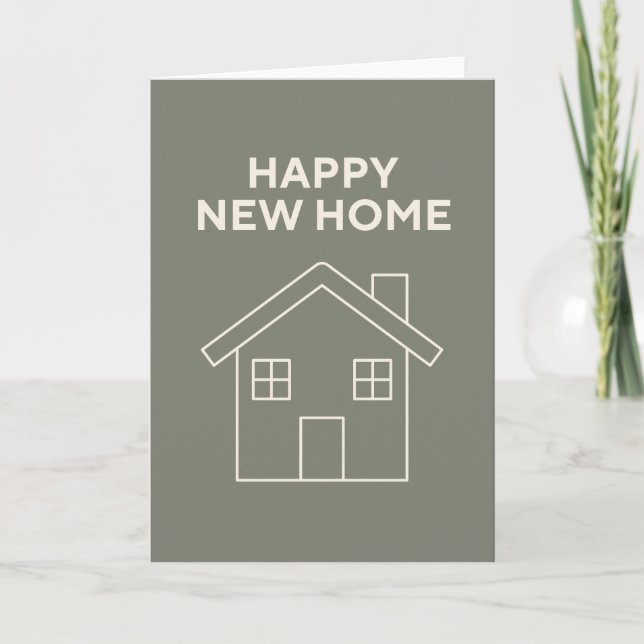 Happy New Home Card - Warm eucalyptus (Front)