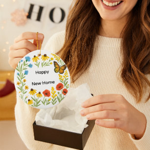 Happy New Home Floral Ceramic Tree Decoration