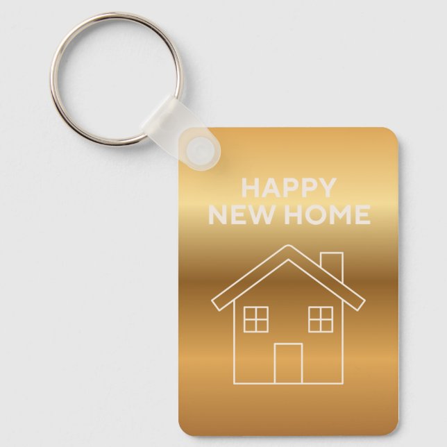 Happy New Home - Gold Gradient background  Key Ring (Front)