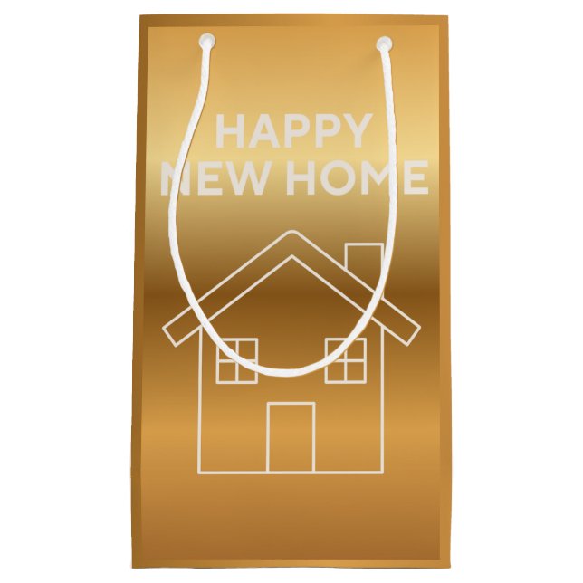 Happy New Home - Gold Gradient background  Small Gift Bag (Front)