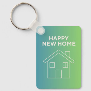 Happy New Home with Green Gradient Background Key Ring
