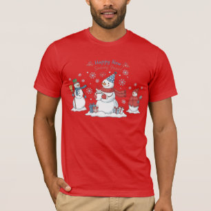 Happy New Snowy Year 2026 Snowmen Unisex Winter T-Shirt