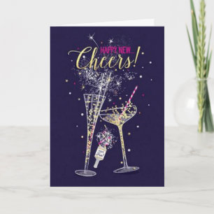 HAPPY NEW TO FAMILY AND FRIENDS-**CHEERS** HOLIDAY CARD