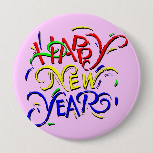 Happy New Year 10 Cm Round Badge (Front)