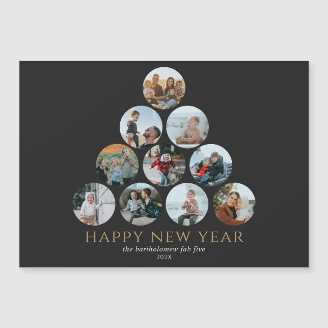 Happy New Year 10 Photos Magnet Black (Front)