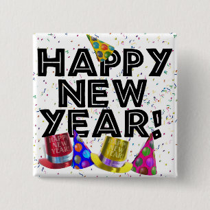 HAPPY NEW YEAR! 15 CM SQUARE BADGE