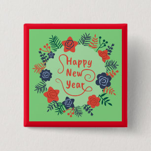 HAPPY NEW YEAR 15 CM SQUARE BADGE