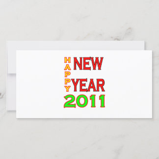 Happy New Year 2011 Green-Red Holiday Card