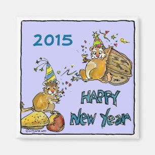 Happy New Year 2015 Chipmunks Cartoon Magnet