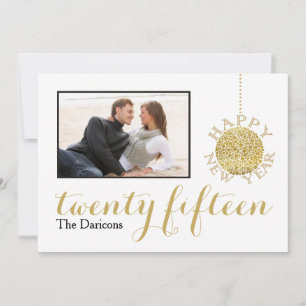 Happy New Year 2015 modern gold flat photo Holiday Card