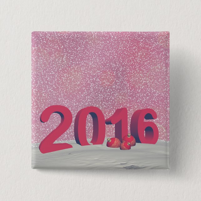 Happy new year 2016 15 cm square badge (Front)