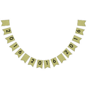 Happy New Year 2016 Black Gold Glitter Party Bunting