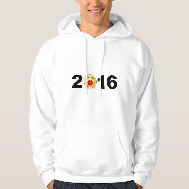 Happy New Year 2016 Funny Sweet Kiss Number Hoodie (Front)