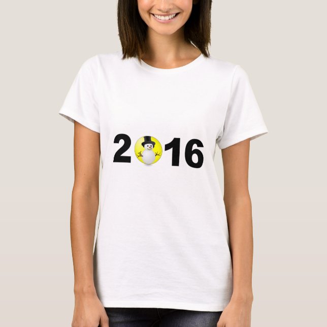 Happy New Year 2016 Funny Sweet Winter Snow T-Shirt (Front)
