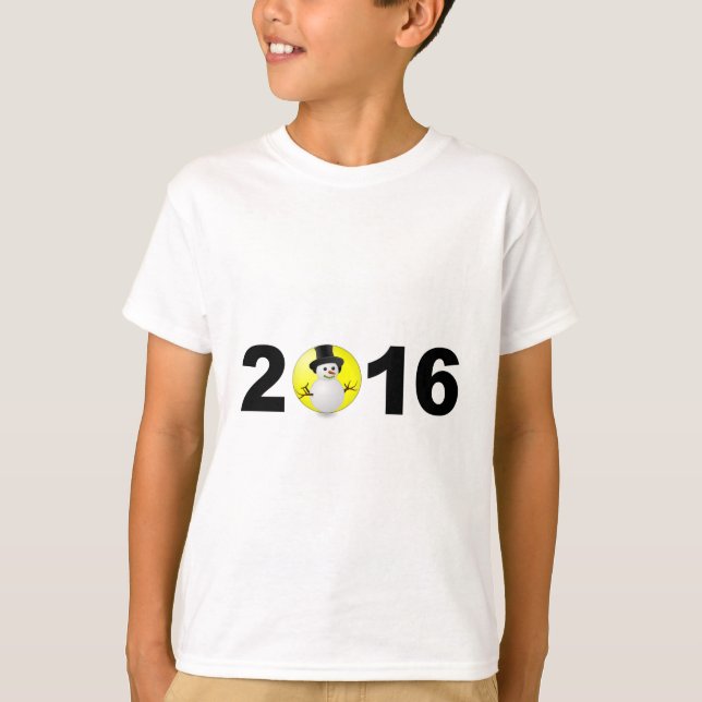 Happy New Year 2016 Funny Sweet Winter Snow T-Shirt (Front)