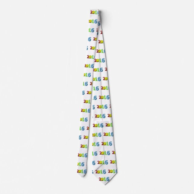 Happy New Year 2016 numbers funny smiling Emoji Tie (Back)