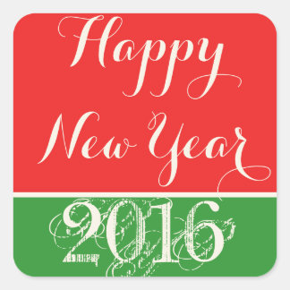 Happy New Year 2016 Red Green Sticker
