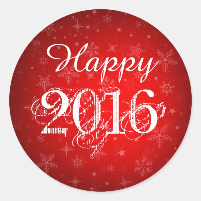 Happy New Year 2016 Red Sticker (Front)