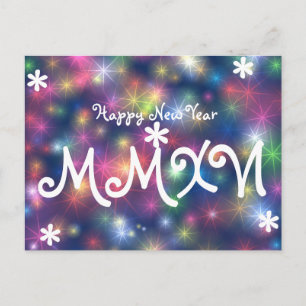 Happy New Year 2016 Stars Light Roman Numeral Holiday Postcard