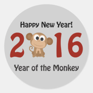 Happy New Year 2016 Year of the Monkey Classic Round Sticker