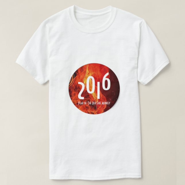 Happy New Year 2016 Year of The Red Fire Monkey T-Shirt (Design Front)