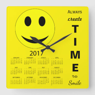 Happy New Year 2017 Inspirational Calendar Square Wall Clock
