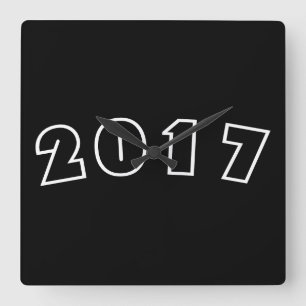 Happy New Year 2017, Numbers Black White Clock