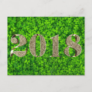Happy New Year 2018 Ireland Irish Shamrock Holiday Postcard