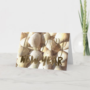 Happy New Year 2018 Shells Summer Tropical Beach Holiday Card
