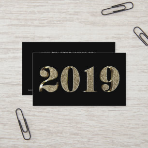 Happy New Year 2019 Golden Black White Gold Business Card