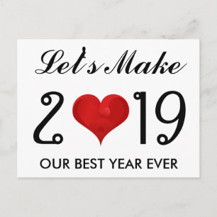 Happy New Year 2019 Motivational Quote Heart Holiday Postcard