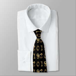 Happy New Year 2019 Party Tie Gold Numbers Pattern