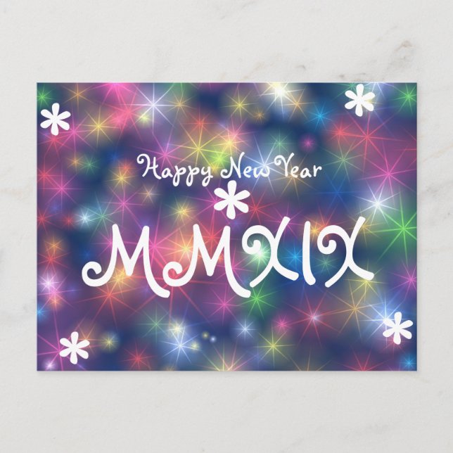 Happy New Year 2019 Stars Light Roman Numeral Holiday Postcard (Front)