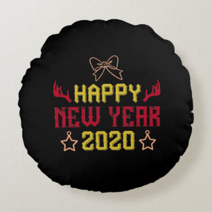 Happy New Year 2020 2 Round Cushion