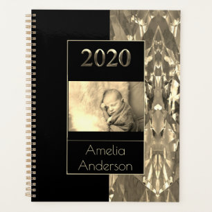 Happy New Year 2020 Black and Gold Sepia Photo Planner