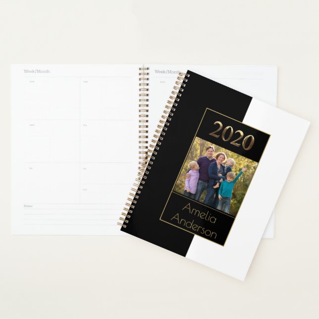 Happy New Year 2020 Black and White Gold Elegant Planner (Display)